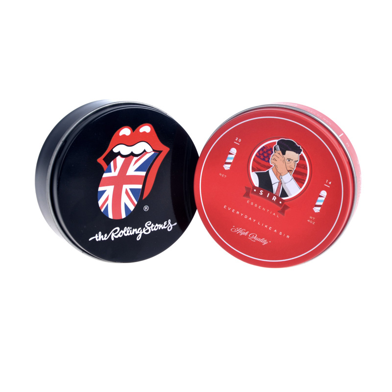 Round pomade tin box with plastic insert