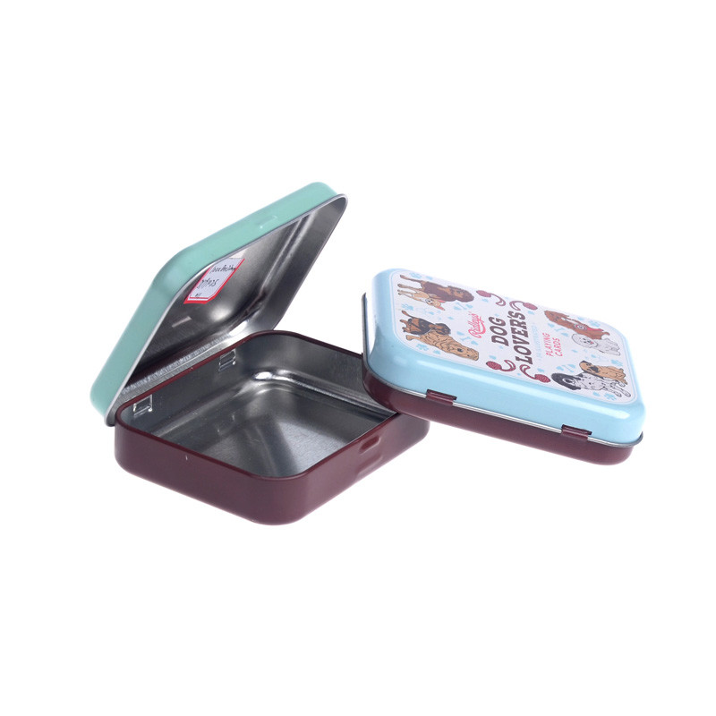 Rectangle playing cards tin box with hinge